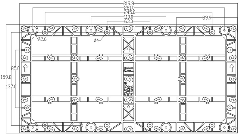 FS-EIA1.8S-B LED显示屏模组孔位图